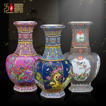 Jingdezhen ceramic antique enamel vase ornaments living room home flower arrangement antique porcelain collection decorations