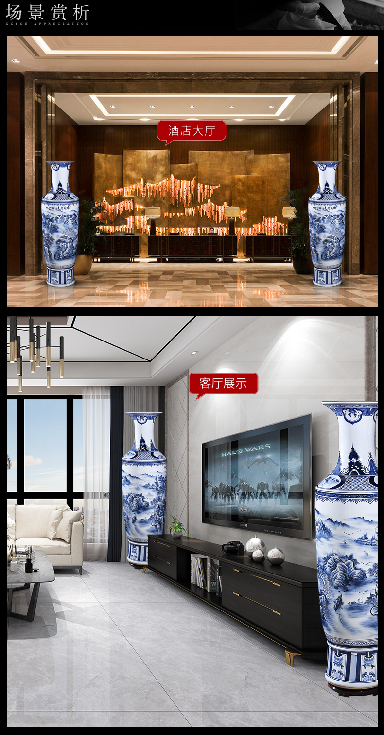 Jingdezhen ceramics hand - made porcelain floor high extra large size vase furnishing articles of Chinese style living room decoration opening gifts