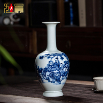 Zhongjiayao Jingdezhen ceramic hand-painted firewood vase Chinese living room firewood blue and white porcelain ornaments porcelain crafts