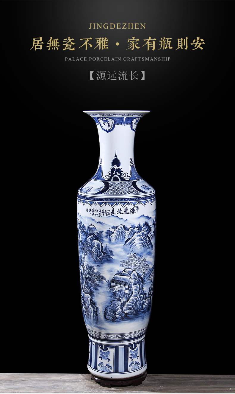 Jingdezhen ceramics hand - made porcelain floor high extra large size vase furnishing articles of Chinese style living room decoration opening gifts