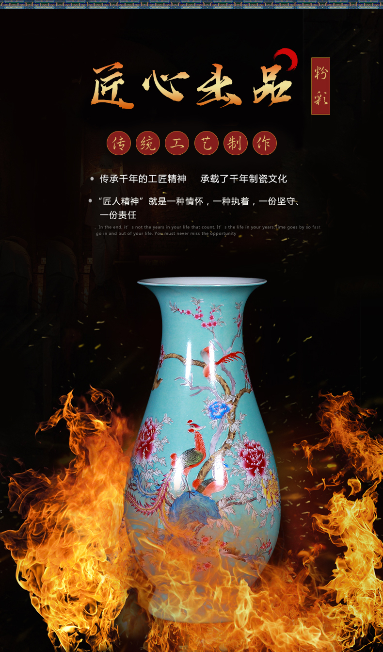 Jingdezhen imitation the qing famille rose porcelain vase water raise lucky bamboo flower arrangement, the sitting room decorate new Chinese style household furnishing articles