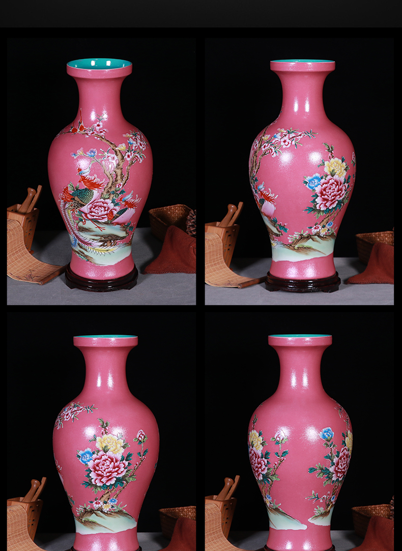 Jingdezhen famille rose porcelain vase trumpet furnishing articles sitting room TV ark, flower arranging water raise flower decoration