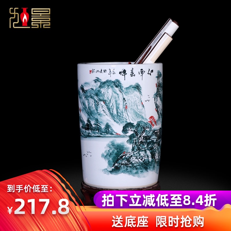 Jingdezhen ceramic vase painting and calligraphy calligraphy and painting scroll cylinder receive tube ground sitting room big flower arranging household act the role ofing is tasted furnishing articles