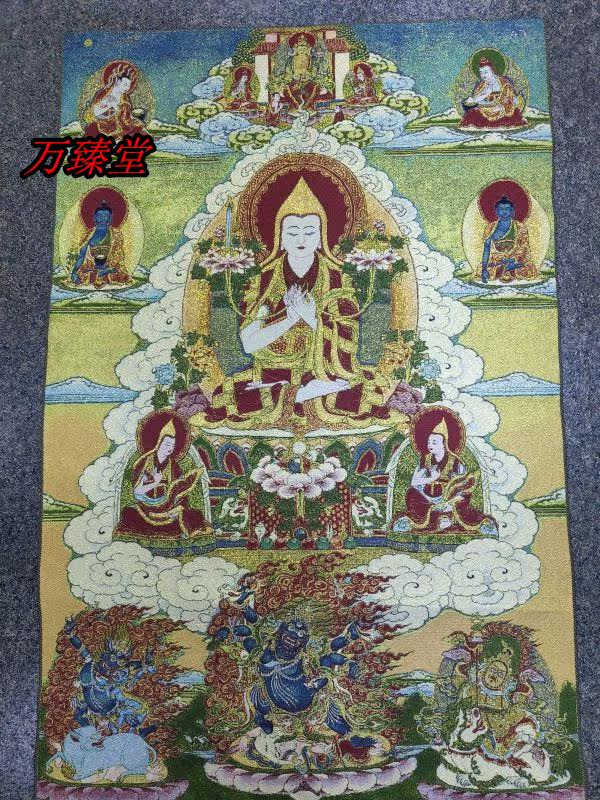 Zonke Brazil Tibetan Buddhist statues Religious supplies Nepal Tangka woven brocade silk embroidered portrait canvas strip cloth