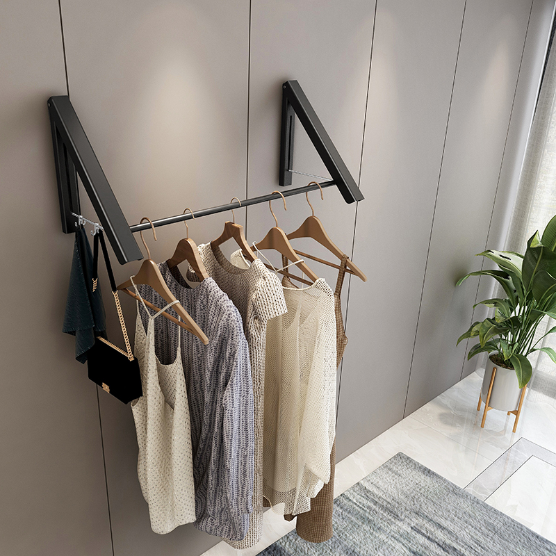 Hotel Folding Invisible Systolic clothesline Non-perforated wall-mounted Wall-mounted Indoor Balcony Telescopic Clotheshorse Bathroom God