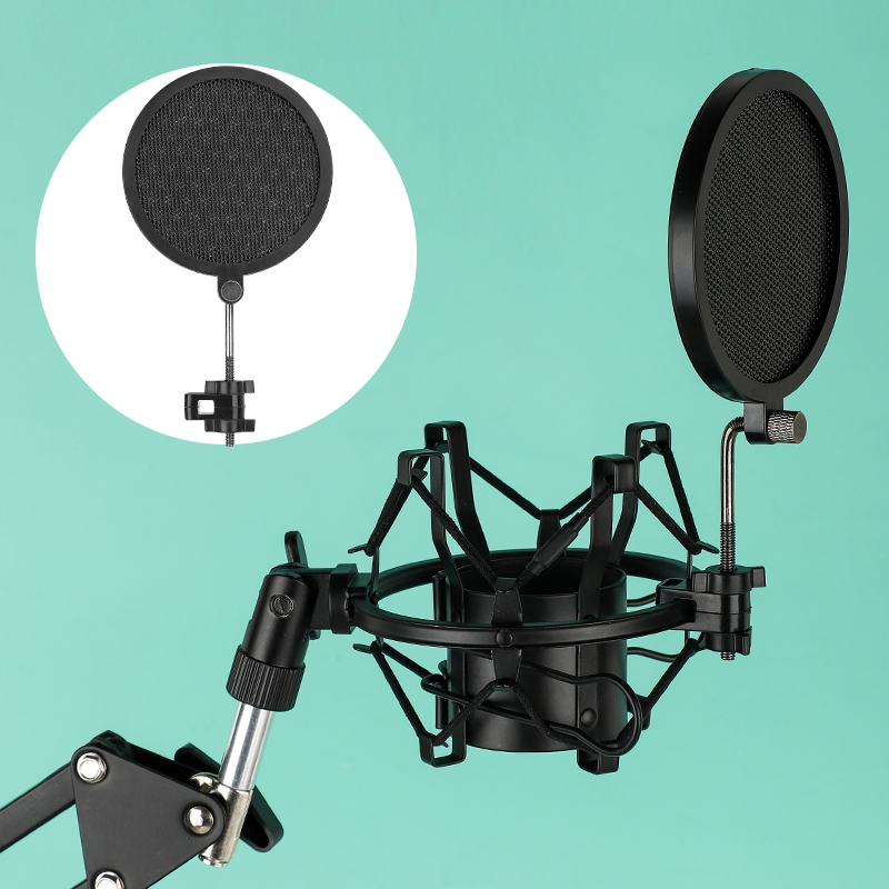 Microphone Live Bracket Shockproof Frame Metal Capacitive Microphone Small Milk Bottle Universal Mike Anti Spray Mesh Hood Fixing Accessories