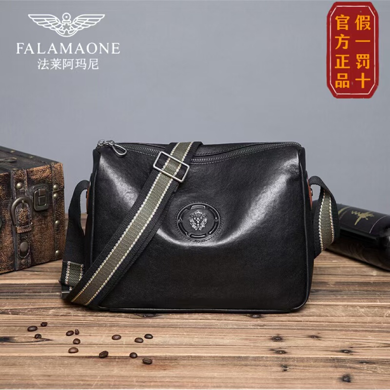 Farley Armani Leather Crossbody Bag Small Backpack Men's Horizontal Style Retro Shoulder Bag Genuine Leather Casual Messenger Bag