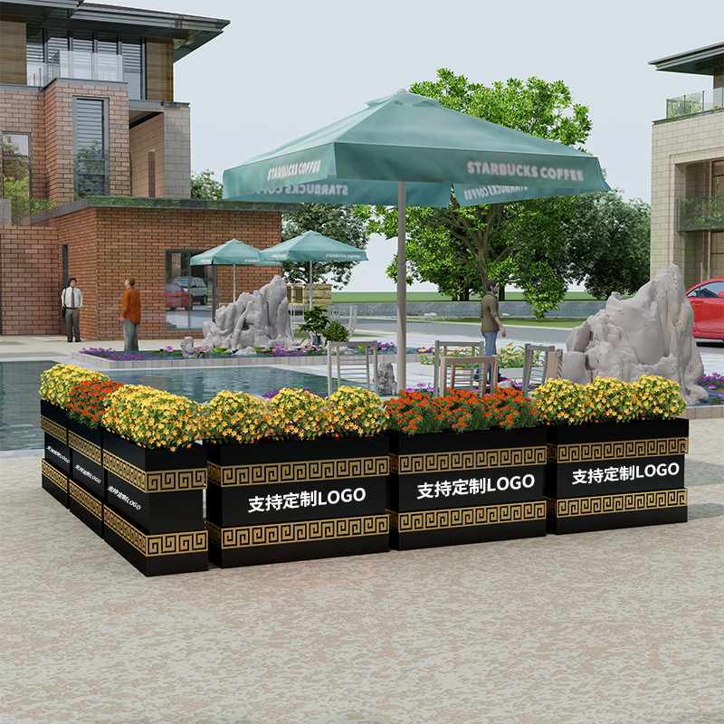 Commercial Street Sample House Display Center Outdoor Composition Flower Case Garden Courtyard Green Planting Square Milk Tea Shop Outside Swing Fence Flower Groove