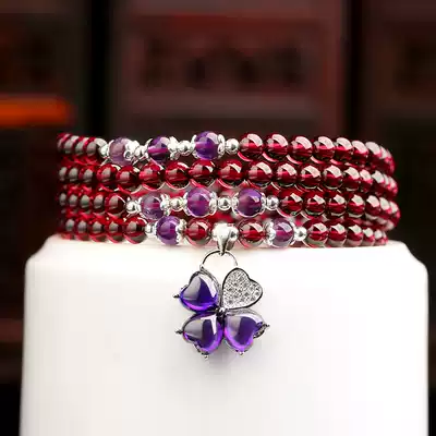 Natural 7A Garnet hand female wine red garnet with 925 silver transfer handstring birthday gift
