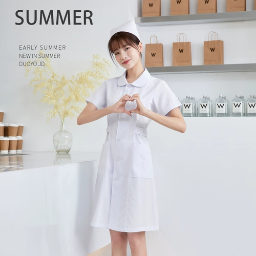 Униформа медсестры, летний тонкий белый халат, розовая кукла для работы, короткий рукав, кукольный воротник, для салонов красоты