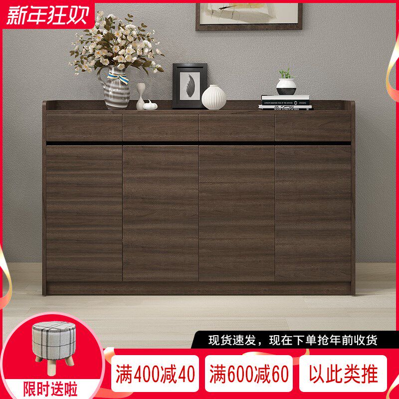 Chinese solid wood shoe cabinet Nordic modern masonry cabinet multifunctional living room household door large-capacity wood locker