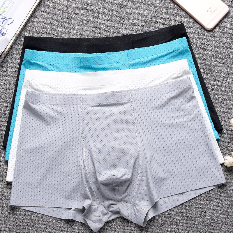 3 Dress Men's Underwear Four Corner Pants Mesh Ice Silk Without Mark Mesh Thin sports Breathable Youth Four-corner Pants Head