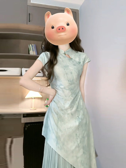 New Chinese dress for women 2025 summer new Xiangyunsha modified cheongsam skirt temperament slim Chinese style long skirt