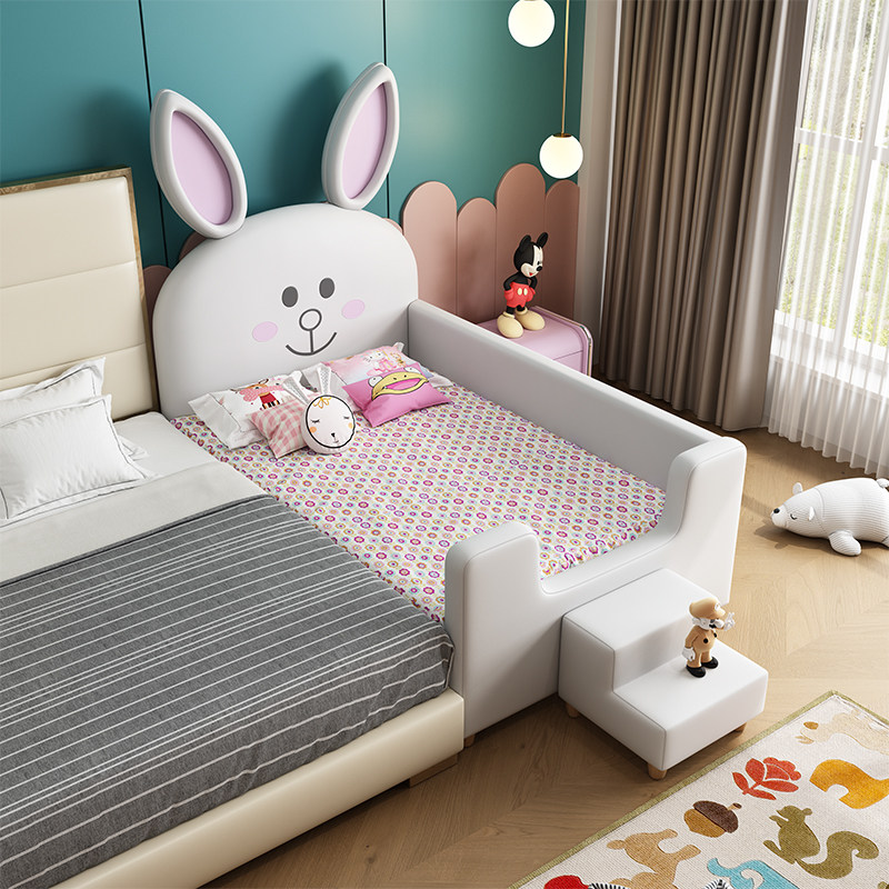 Splicing bed solid wood children's bed widening splicing big bed girl princess bed with guardrail small bed baby bed artifact
