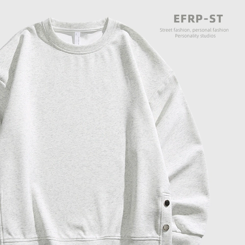 Подол с разрезом | Дизайнерский бренд | Мужская свободная толстовка с круглым вырезом из EFRP, украшенная пуговицами, весенний новый стиль