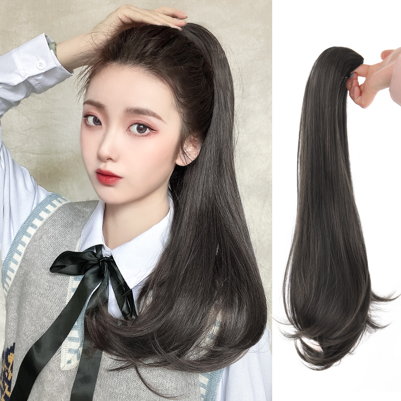 Wig hair hair hair tail grab clamp micro-roll red tied horse tail curly wave naturally high horse tail