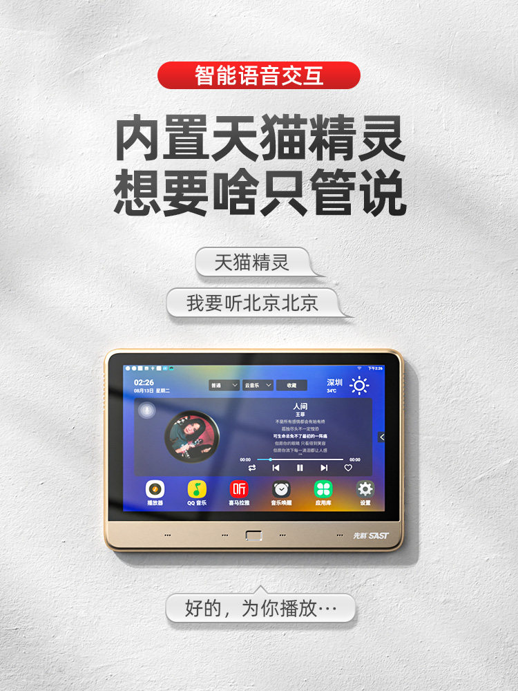 Xianke Background Music Host Ceiling-Mounted Speaker Embedded Home Whole-House Control System Home Smart Home