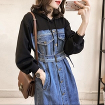 Early Spring Big Code Womens Dress 2022 New Ocean Gas Net Red Fat Sister Covered with Belly Button and Jeans Dress slim fit