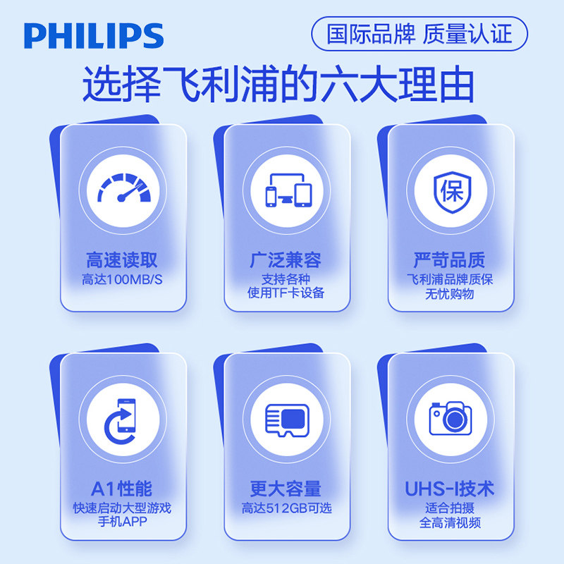 Philips Memory Card Tf Card Driving Recorder Surveillance Memory Card 128g High-Speed Sd Card 64g Camera Mobile Phone