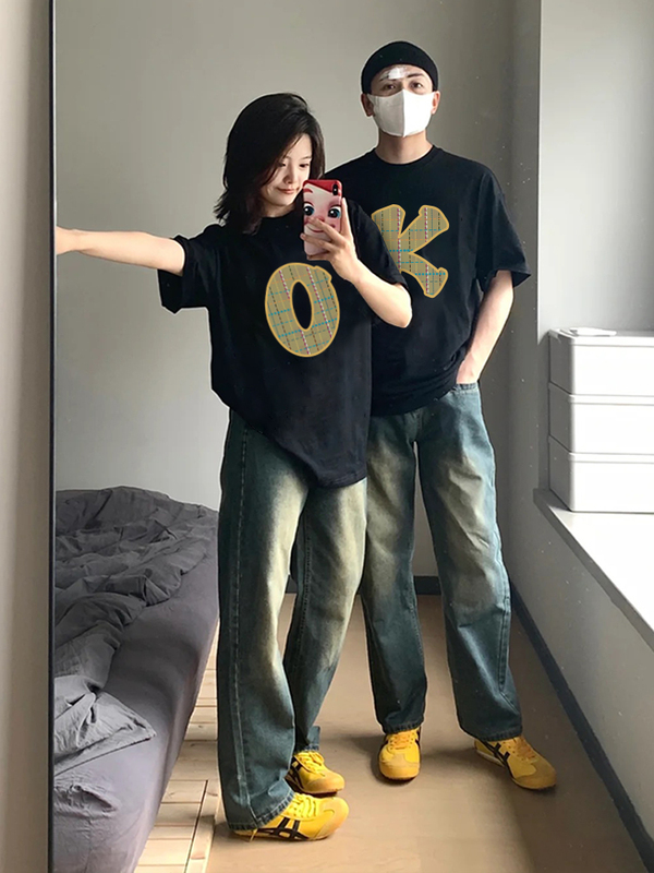 Special Trendy Couple Outfit Design 2026 New Style Niche Summer Short-Sleeve T-Shirt Set for One Man and One Woman