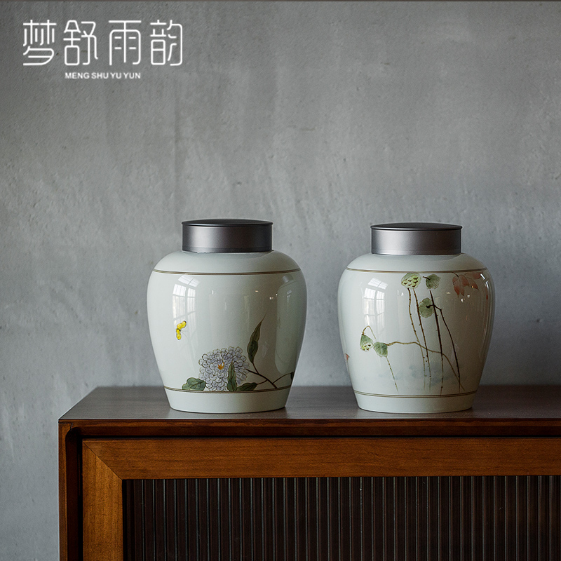 Dream ShuYu rhyme large antique hand - made ceramic sealed ceramic pot of pu 'er caddy fixings wake receives Chinese wind furnishing articles
