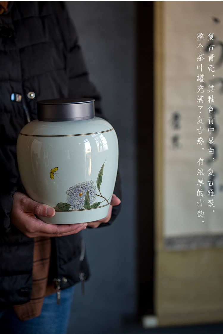 Dream ShuYu rhyme large antique hand - made ceramic sealed ceramic pot of pu 'er caddy fixings wake receives Chinese wind furnishing articles