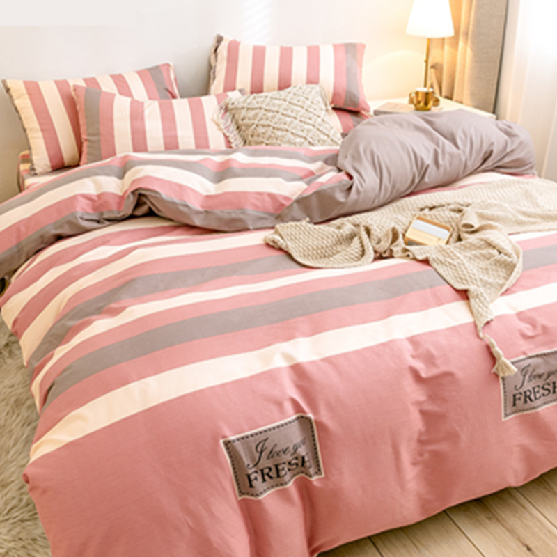 Total cotton four pieces of jacket pure cotton quilt cover bed bamboo linen net red style 4 pieces of lodgings Dormitory Three Sets Student Bed supplies 4