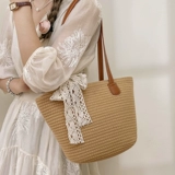 Вместительная и большая соломенная сумка через плечо, пляжная корзина, пляжный стиль