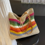 Вместительная и большая соломенная сумка через плечо, пляжная портативная сумка для путешествий, сумка на одно плечо