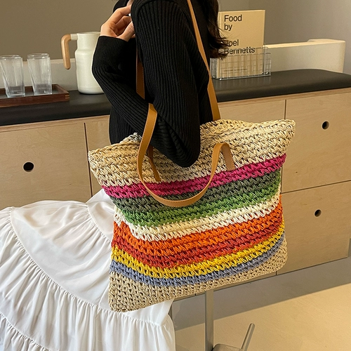 Вместительная и большая соломенная сумка через плечо, пляжная портативная сумка для путешествий, сумка на одно плечо