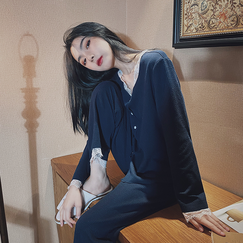 House deer pajamas female spring and autumn long-sleeved trousers Korean version of the net red pop comfortable loose leisure can be worn outside home clothes