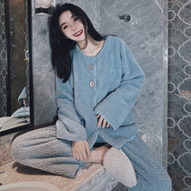 House deer pajamas female winter New 2020 lamb velvet flannel warm plus velvet thick warm home clothing