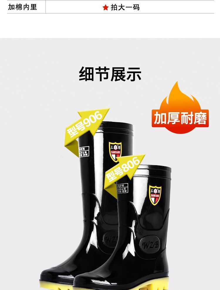 Sản phẩm mới mặc overshoes mùa hè có gân đáy giày đi mưa nam giày đi mưa nam ống cao người đàn ông màu đen giày đánh cá chống thấm nước giày chống trượt - Rainshoes