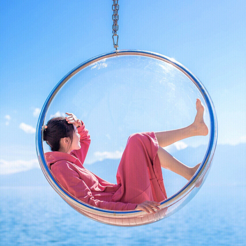 Shooting props Dali transparent glass swing hanging chair outdoor ins net red bubble chair space acrylic hemisphere