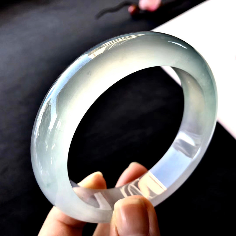 Natural ice round jade bracelet old pit Burmese glass jade bracelet clear water ice permeable jade bracelet