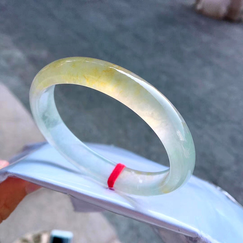 Natural Burmese Ice Jade Bracelet Round Bar Old Pit Royal Concubine Yellow Jade Bracelet Pendant Qingshui Positive Circle Jade Bracelet