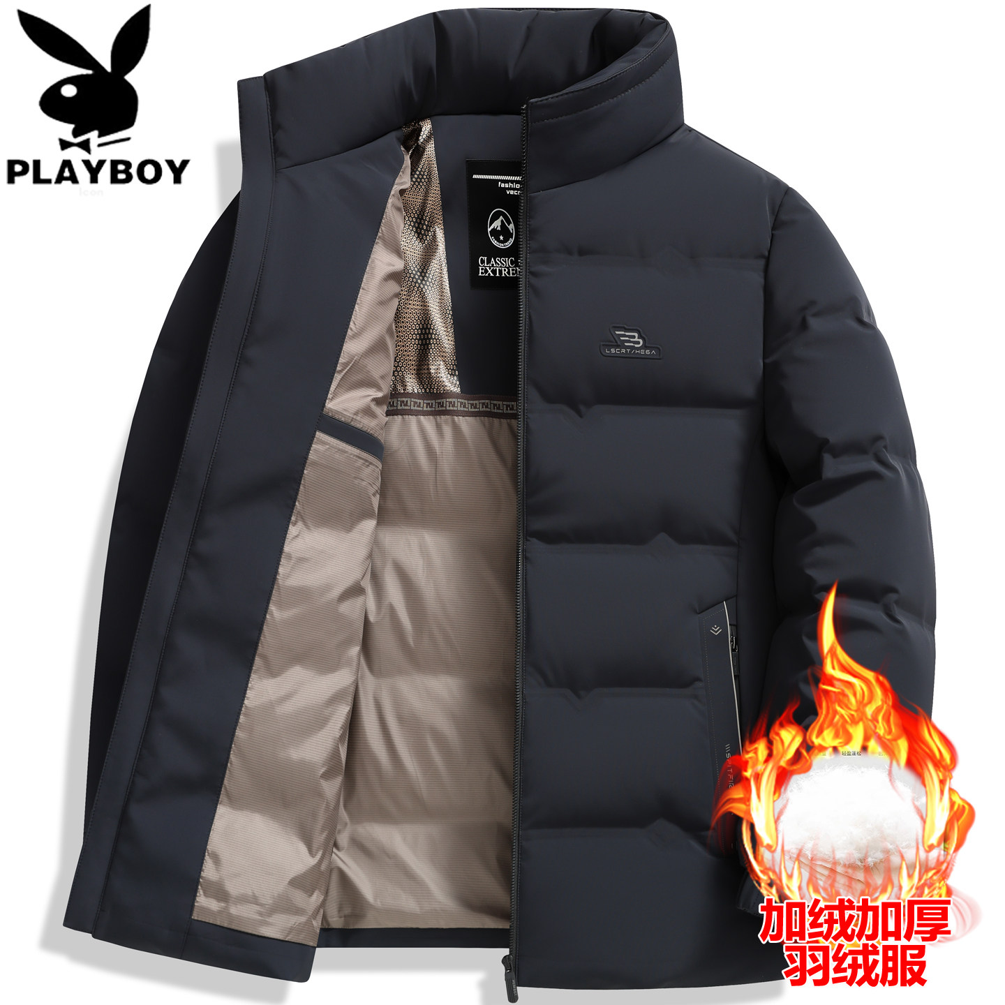 Зимняя толстая пуховая куртка Playboy для мужчин среднего возраста с воротником-стойкой, короткая теплая куртка для мужчин среднего и пожилого возраста, которую носят папы