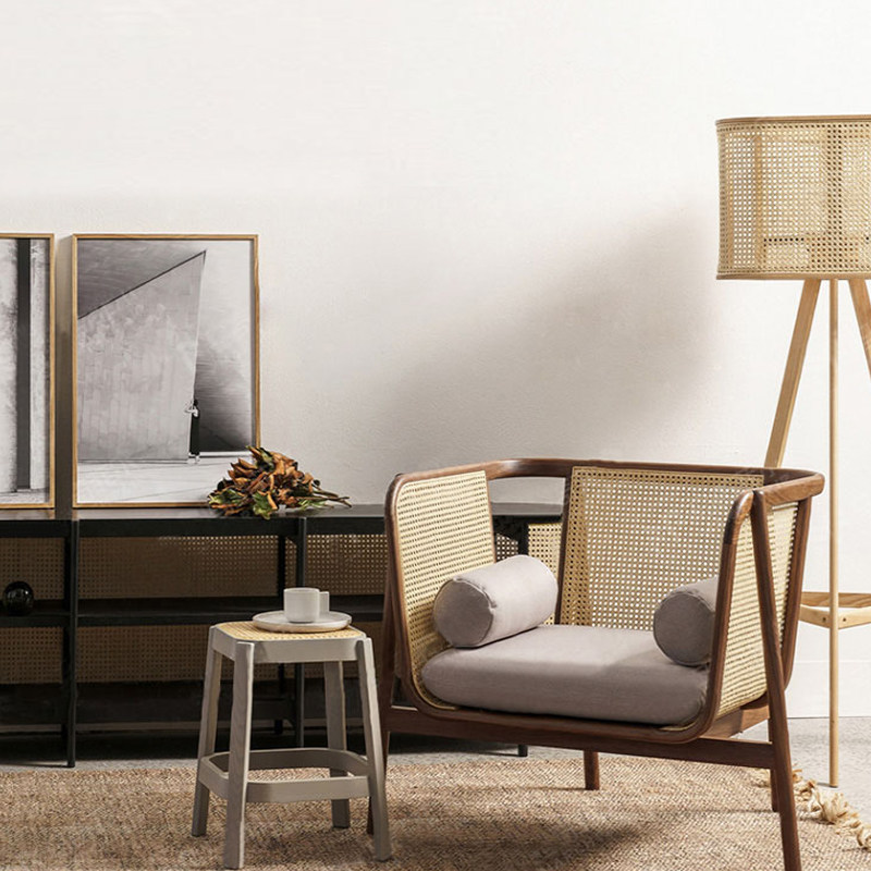 Nordic ins rattan Indonesian rattan chair designer single sofa homestay inn leisure chair solid wood natural rattan