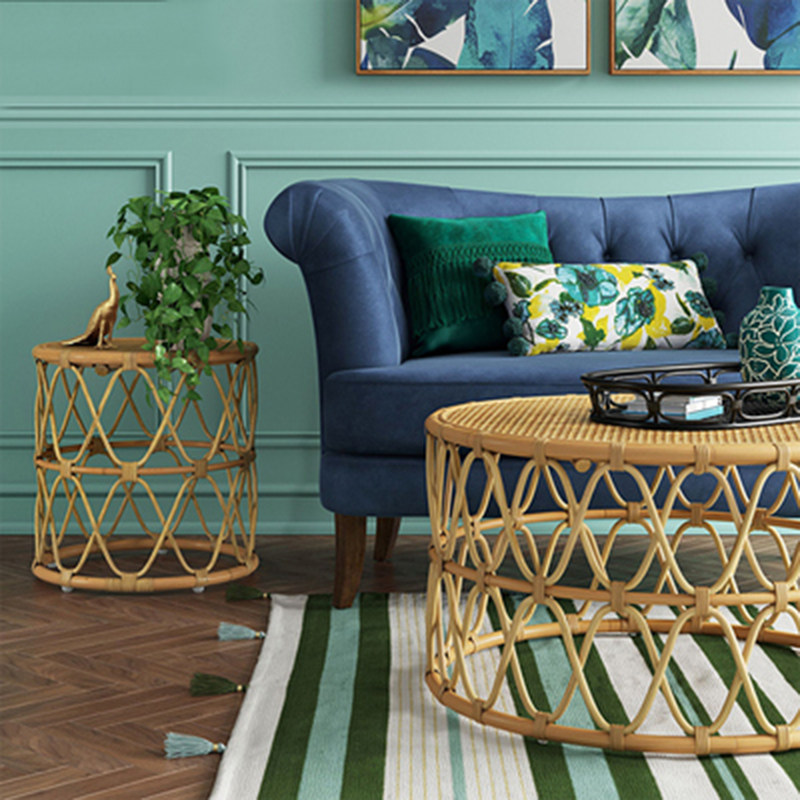 Rattan tea table tea table Nordic minimalist living-room small family-shaped side a few corners a few round Southeast Asian style creative tables
