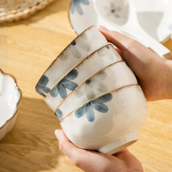 Japanese-Style High-Looking Rice-Eating Small Bowl Set for Home Use 2024 New Ceramic Tableware Good-Looking Multiple Bowls Ten