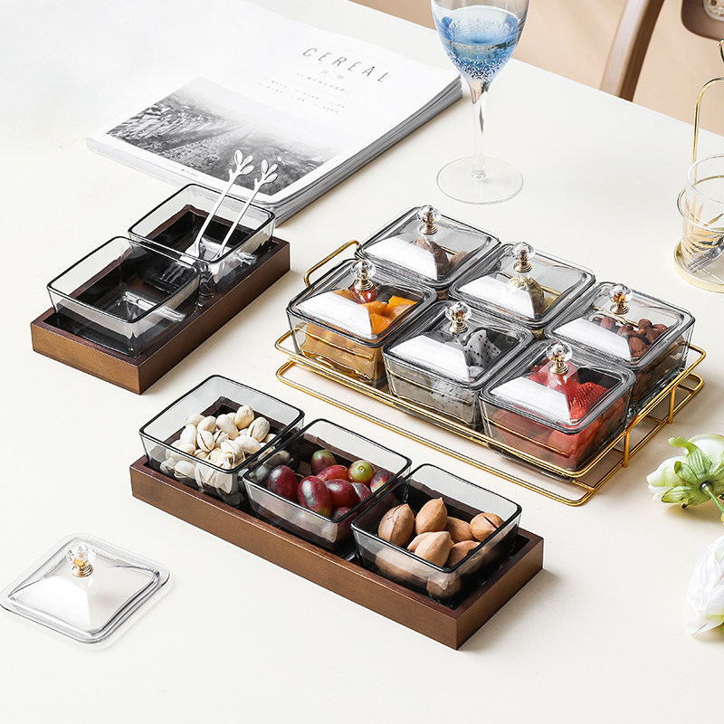 Net red fruit plate Refreshment plate Snack plate Snack dried fruit snack snack plate ktv fruit plate plate grid plate with lid