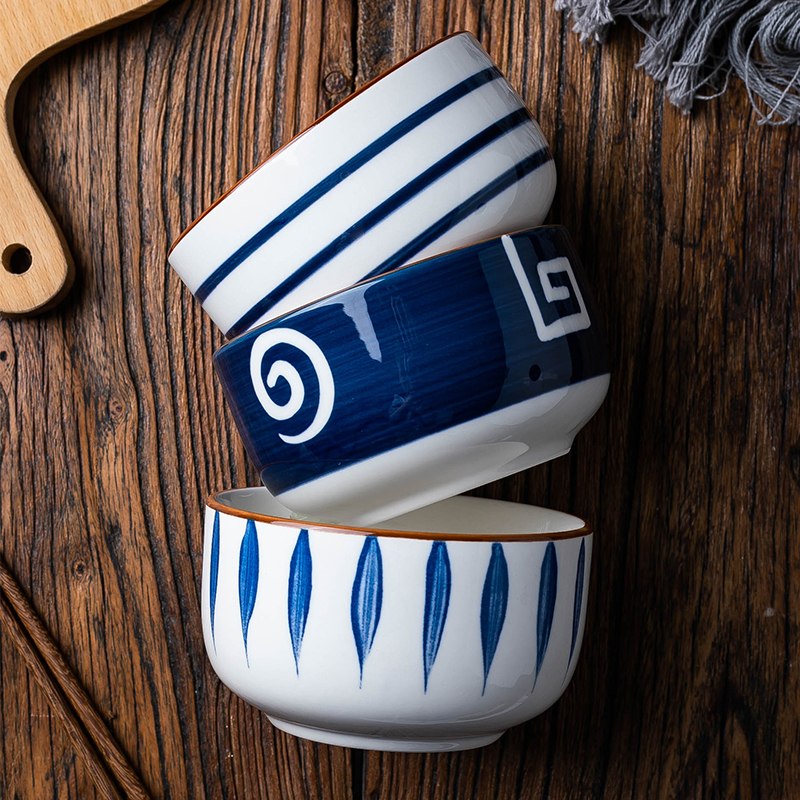 Two clothing Nordic minimalist Ceramics Creative Home Day Style Hand-painted Glaze Under color rice bowls Eating Bowls of Blister Noodles Bowl of Bowl Soup Bowl