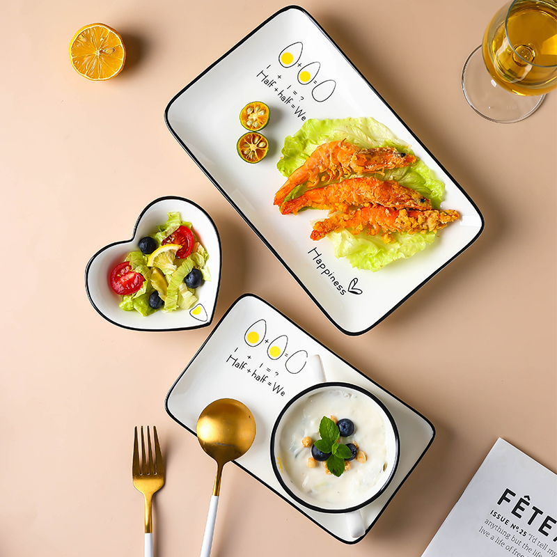 Ceramic Creative Breakfast Dish Tableware One person Food set Network Red Japanese style in Wind dish plate household children single