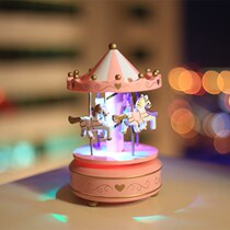 Dress up literary decorations lighting dolls supplies gifts cute carousel pony music box Happy birthday