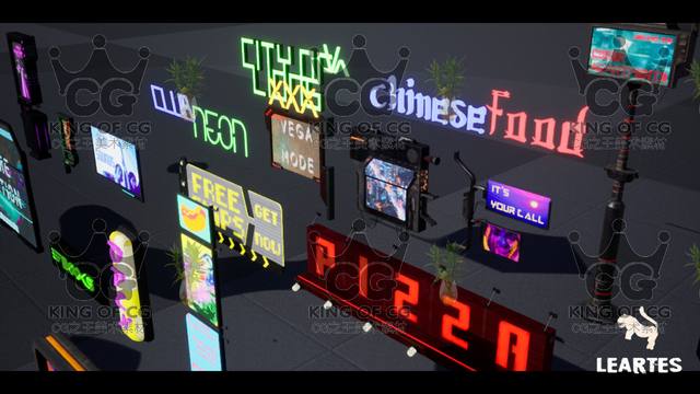 Ue5 Unreal Engine 4 Cyberpunk Neon Sign Billboards Signs Set
