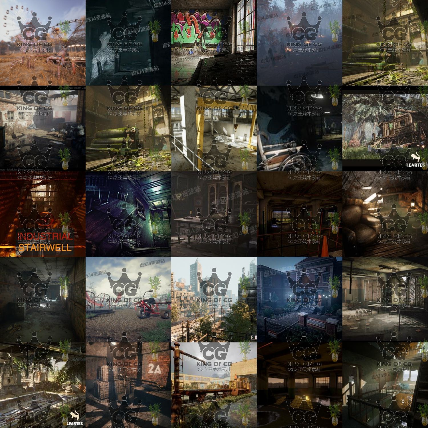 图片[3]-ue5虚幻4废弃废墟末日生存恐怖场景环境大合集-cg男孩