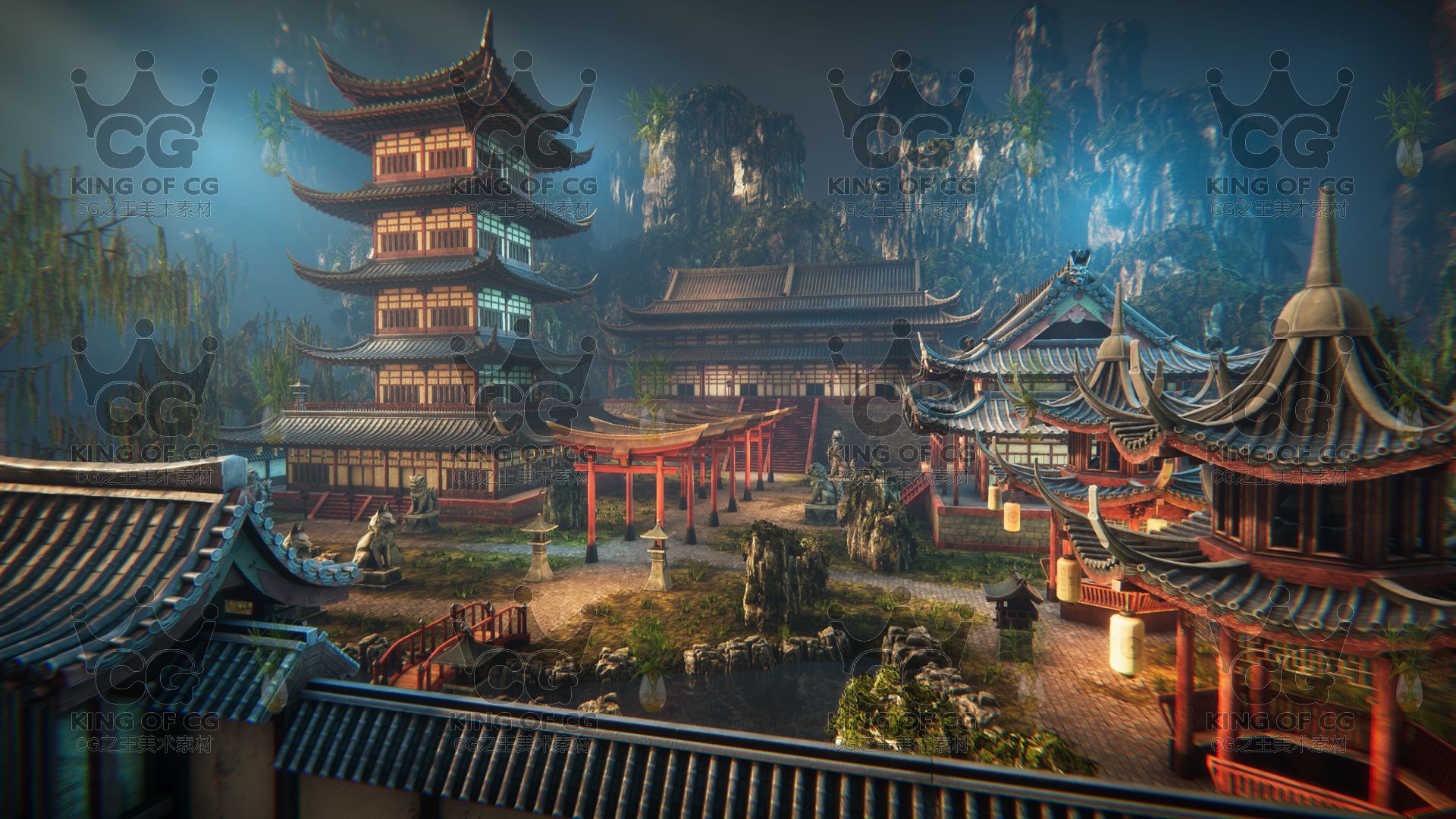 图片[17]-UE5虚幻4 40套中国风古风日式宫殿寺庙山脉古建筑仙侠武侠场景-cg男孩