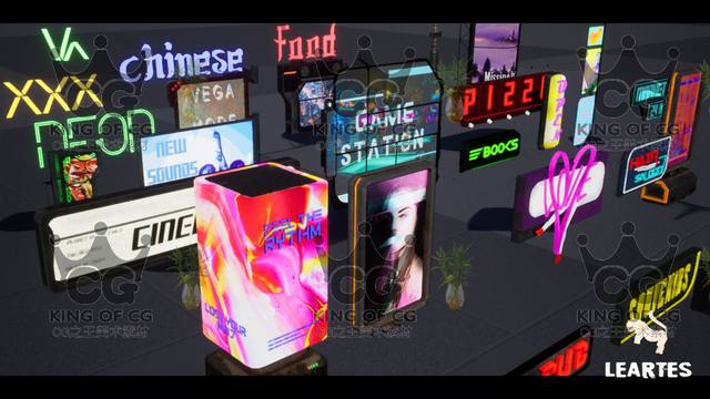 Ue5 Unreal Engine 4 Cyberpunk Neon Sign Billboards Signs Set