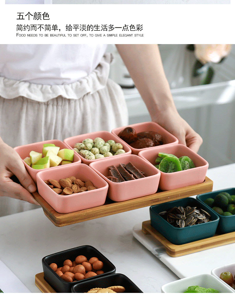 Creative Japanese ceramics bamboo frame fruit bowl sitting room dried fruit snacks of tea snacks all the candy dish