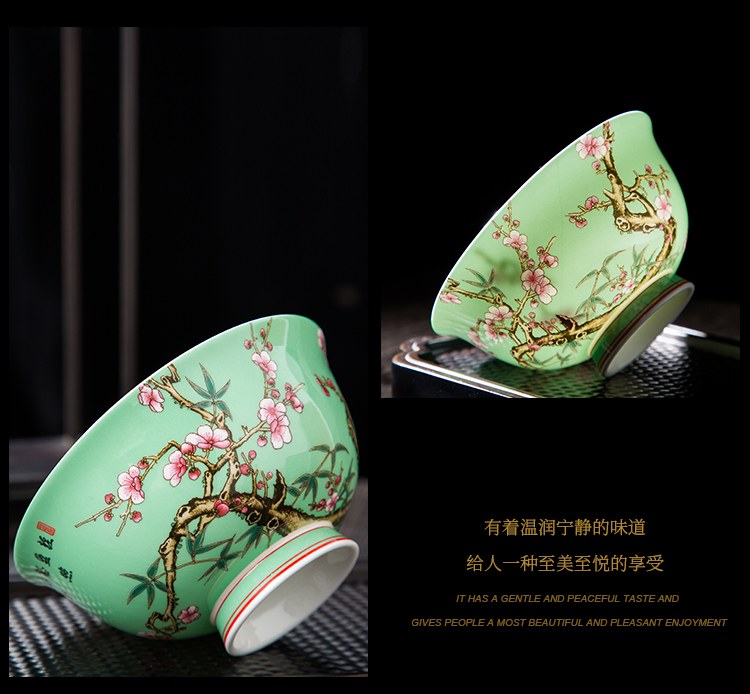 Wooden house product archaize colored enamel bowls of household use under high court job jingdezhen Chinese high - grade tableware